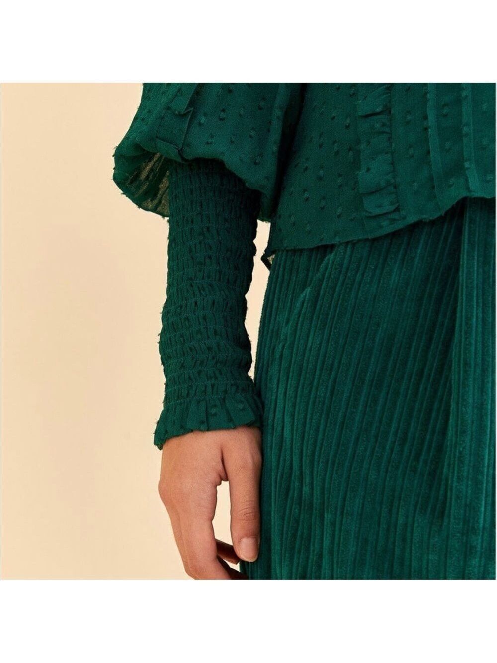 Farm Rio Emerald Ruffle Long Sleeve Blouse - Picture 8 of 11